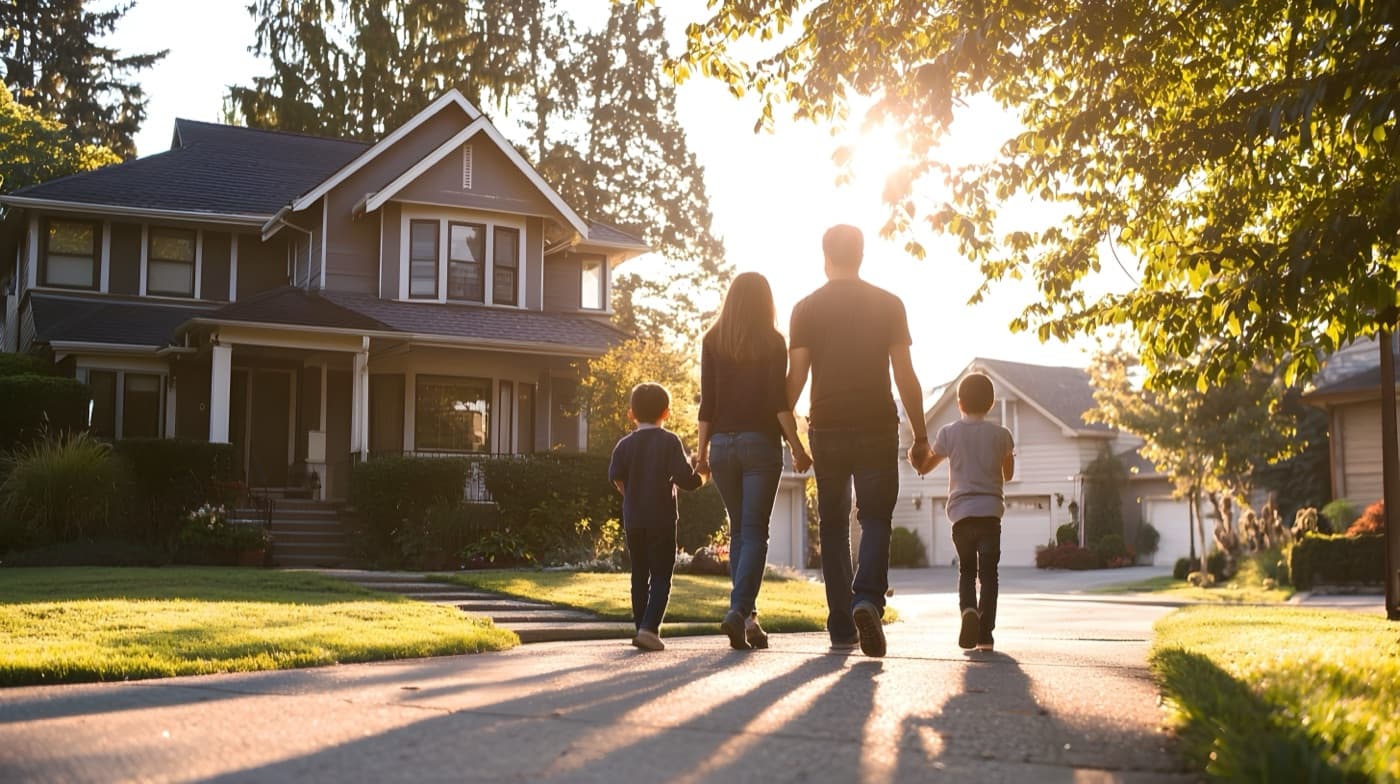 Family in neighborhood